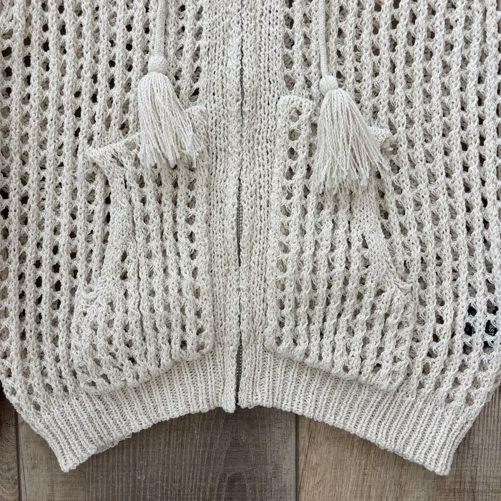 Pol Womens Crochet Open Knit Sweater Size M Rainbow Beachy Boho Travel Vacation - Picture 5 of 13